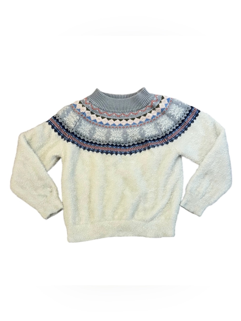 Hanna Andersson girls Fuzzy Fair Isle Pullover Sweater|size: 120CM(US 6-7)